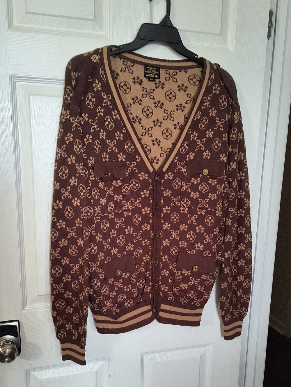 WOW Bare Couture Brown & Tan Patterned Button Cardigan